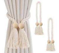 2 Pack Wooden Ball Magnetic Curtain Tie Backs, Modern Minimalist Style 22.83" Long Curtains Holdbacks with Strong Magnet, Suitable for Thin or Thick Home Office Window Drapery (spherical)