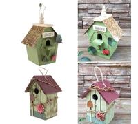 2 Pack Wooden Bird Houses Outdoor Hanging Nesting Box for Garden Decoration Arts Crafts