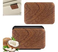 2 Pack Wooden Car Air Fresheners, Coconut Scent Diffuser Compatible with Drift Fragrance, with Sun Visor Magnetic Clip, Long-Lasting Car Fragrance for SUV Truck Van Cabin Daily Commute