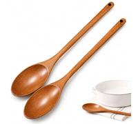 2 Pack Wooden Cooking Spoons, Natural Wood Utensils for Stirring & Serving