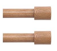 2-Pack Wooden Curtain Rods, 1 inch Decorative Adjustable Rustic Country House Curtain Rod, Heavy Duty Boho Curtain Rod for Windows 48 to 84 inch with Wood Grain End Pieces, (Light Wood)