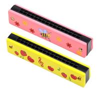2-Pack Wooden Harmonica Kids Mouth Organ Musical Toys with Vibrant Colors, Safe Smooth Educational Instrument for Beginners & Toddlers (A)