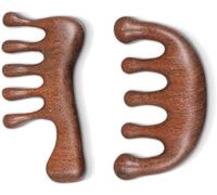2 Pack Wooden Loc Comb for Sisterlocks - Five Touch Scalp Massager & Gua Sha Tool, Natural Wood Head Massage Comb for Hair Growth & Relaxation