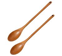 2-Pack Wooden Spoons for Cooking, Large Natural Wood Kitchen Utensils for Stirring, Mixing & Serving, Non-Scratch Cookware Essentials
