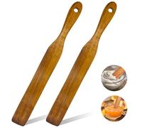 2 Pack Wooden Spurtle Spatula for Sourdough Starter Mixing, Long Handle Jar Scraper for Reaching Bottom, Dough Whisk and Stirring Utensil, Kitchen Tools for Baking, Cooking (2 Pack Wooden Spurtle)