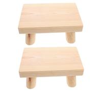 2 Pack Wooden Step Stool Portable Short Footstool with Safe Rounded Eds Color Ideal for Kitchen Bathroom and Home Use