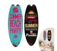 2 Pack Wooden Surfboard Wall Decor, Vintage Beach Party Signs, Tropical Summer Coastal Plaques for Bathroom Bedroom Living Room Bar Garden Door