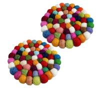 2 Pack Wool Table Coasters, Felt Coasters, Handmade Felt Coasters for Drinks, Felt Coasters Round, Rainbow Felt Coasters