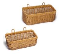 2 Pack Woven Storage Basket,Organizer Trays, Paper Box,Vintage Bin for Bathroom, Kitchen,Vanity Countertop Table Shelf,Wall Hanging Basket, Hanging Storage Baskets,Fruit Racks(Yellow, 2 pc (M/L))