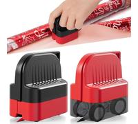 2-Pack Wrapping Paper Cutter with Wheels | Straight Line Gift Wrap Cutter for Birthday and Christmas, Fits Various Rolls and Papers, 2 Replaceable Blades (Black & Red)
