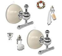 2-Pack Wreath Hangers, No-Drill Reusable T-Bar Suction Hooks with Strong Hold for Windows Glass Doors, Perfect for Christmas Decor Shower and Bathroom (White)