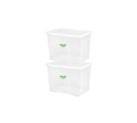 2 Pack x 80L Plastic Storage Boxes with Lids, Crystal Clear Stackable & Nestable Containers - Large Strong Plastic Tubs for Home, Office, Garage, Toys, Clothes & More Durable, Space-Saving Organisers