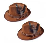 2 Pack X Deluxe Brown Bavarian Hats : Adult Oktoberfest Beer Festival Fancy Dress Costume Party Accessory Set