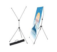 2 Pack X Frame Banner Stand Fits Any Banner Adjustable Size 23"X63" to 32"X78" with Portable Retractable Carrying Bag, Customize Banner Stand for Trade, Show Exhibition Market and Store Display,Silver