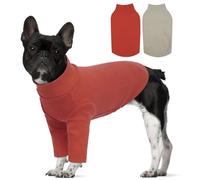 2 Pack XL LETSQK Plain Pullover Dog Tees for Small Breeds, Stretchy Dog Tshirt, Preventing Pet from Losing Heat After Outdoor Activities, Perfect for Spring, Great for French Bulldog, Brickred Khaki