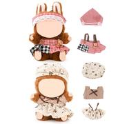 (2 Pack) XMBYGY Clothes for Labubu (for 17/15cm Standing/Sitting Doll) (NO Doll) - Clothes Accessories Dress up for Dolls Included Figures Clothes Skirt and Hat for Girls and Woman (LB57+LB20)