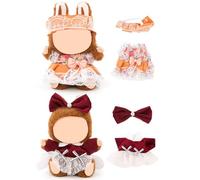 (2 Pack) XMBYGY Clothes for Labubu (for 17/15cm Standing/Sitting Doll) (NO Doll) - Clothes Accessories Dress up for Dolls Included Figures Clothes Skirt and Hat for Girls and Woman (LB30+LB31)