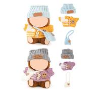 (2 Pack) XMBYGY Doll Clothes for Labubu (for 17/15cm Standing/Sitting Doll)(NO Doll)- Multiple Style Kits Clothes for Dolls Included Figures Clothing +Hat +Shoulder Bag for Girl and Woman (BYB+GPW)