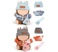 (2 Pack) XMBYGY Doll Clothes for Labubu (for 17/15cm Standing/Sitting Doll)(NO Doll)- Multiple Style Kits Clothes for Dolls Included Figures Clothing +Hat +Shoulder Bag for Girl and Woman (GOP+BBB)