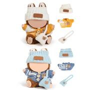 (2 Pack) XMBYGY Doll Clothes for Labubu (for 17/15cm Standing/Sitting Doll)(NO Doll)- Multiple Style Kits Clothes for Dolls Included Figures Clothing +Hat +Shoulder Bag for Girl and Woman (WYW+BBB)