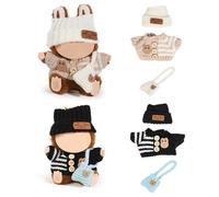 (2 Pack) XMBYGY Doll Clothes for Labubu (for 17/15cm Standing/Sitting Doll)(NO Doll)- Multiple Style Kits Clothes for Dolls Included Figures Clothing +Hat +Shoulder Bag for Girl and Woman