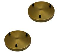 2 Pack Yellow Brass Ceiling Rose 3 Outlet 200mm Metal Round Light Fitting Base for Pendant Lamp Holders Modern Ceiling Fixture Plate Canopy Ideal for Stylish Home Lighting and Decorative Hanging Light