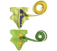 2-Pack Yellow & Green Dinosaur Shaped Ferret Harness & Leash Set, Ultimate Pet Comfort: Soft Plush, Breathable & Adjustable Vest for Small Animals, Secure for Outdoor Walking
