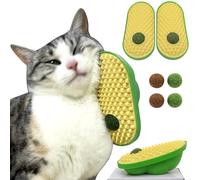 2-Pack Yellow Stick-On Catnip Toys - Dual-Purpose Groomers & Play Balls for Indoor Cats
