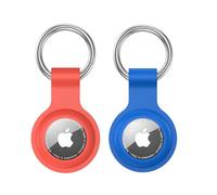 [2 Pack] Yilgviza Case for Apple AirTag 2 Holder, AirTag 2 Keyring Protective Cover Against Scratches and Drops, Silicone Protective Case Compatible with Apple AirTag (Orange Red+Sky Blue)