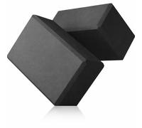 2 Pack Yoga Blocks High Density EVA Foam, Non-Slip Support Bricks for Yoga, Pilates, Stretching, Balance & Home Workouts - Black (Black)