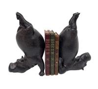 2-pack Yoga Hippo Bookends, Heavy Resin Acrobatic Hippo Bookends Book Ornament Creative, Dual-function Resin Animal Decor, Black