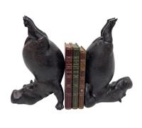 2-pack Yoga Hippo Bookends, Heavy Resin Acrobatic Hippo Bookends Book Ornament Creative, Dual-function Resin Animal Decor, Black