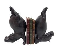 2-pack Yoga Hippo Bookends, Heavy Resin Acrobatic Hippo Bookends Book Ornament Creative, Dual-function Resin Animal Decor, Black
