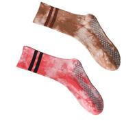 2-Pack Yoga Socks with Grip Stripe Breathable Cotton for Pilates Gym & Hospital Use Women's Workout Essentials Unique Pattern Nonslip Fitness Socks