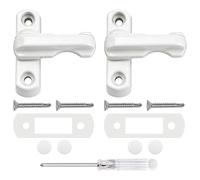 2 Pack Zinc Alloy Sash Jammers,Heavy-Duty Sash Lock,180° Rotatable Window Lock for Home Security,Fits uPVC Windows、Doors & Skylights, with 2 Spacers, 4 Screws and 1 Screwdriver（White） (2, White)