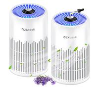 2 Pack ZXBEER Air Purifiers for Home Bedroom H13 True HEPA Air Filter, 20dB Small Air Purifier with 360° Air Inlet, Remote Control Nightlight Timer, Portable Air Cleaner for Pets, Living Room (White)