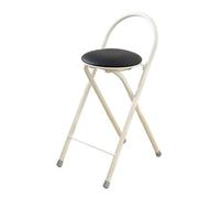 2 PackFolding Bar Stools with Cushion Portable Dining Chairs for Kitchen & Breakfast Footrest Design for Counter Height Stylish Black Seat