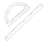 2 Packs 12 Inch Plastic Ruler and 6 Inch Protractor Set, Geometric Ruler Clear Math Geometry Tools Geometry Rulers Measuring Tool for School, Home, Office, Drawing Supplies