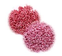 2 Packs 1440pcs Mixed Colors Glass Pony Beads 2mm Small Metallic Glass Loose Spacer Beads for Craft DIY Beading, Rose Pink and Watermelon Red