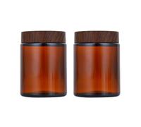 2 Packs 150ml /5 Oz Empty Amber Glass Jars Cosmetic Jar with Black Grain Lid and Inner Liner Refillable Cosmetic Makeup Face Mask Facial Cream Balm Lotion Storage Container Craft Candle Making