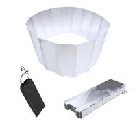2 Packs 16 Plates Portable Aluminum Stove Windproof Windshield with Drawstring Bag for Picnic in the Wild, Outdoor Camping, Butane Stoves, Stove Windscreen