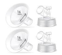 2 Packs 16mm Flange Set, Updated Soft Rim Shield and Wide Mouth Base Connector Pump Parts for Spectra S2 Spectra S1 9 Plus Breastpumps Accessories, 106 Degree Wider Opening Angel