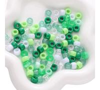 2 Packs 200Pcs Mixed Colors Acrylic Barrel Beads 9x6mm Acrylic Loose Spacer Beads for Craft DIY Beading, Green Tone