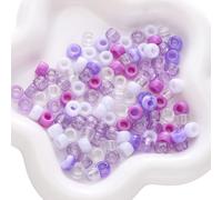 2 Packs 200Pcs Mixed Colors Acrylic Barrel Beads 9x6mm Acrylic Loose Spacer Beads for Craft DIY Beading, Purple Tone