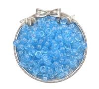 2 Packs 200Pcs Sparkly Acrylic Barrel Beads 9mm Glitter Transparent Acrylic Beads for Craft DIY Beading, Blue
