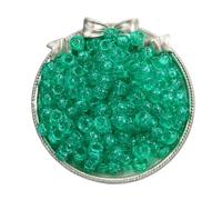 2 Packs 200Pcs Sparkly Acrylic Barrel Beads 9mm Glitter Transparent Acrylic Beads for Craft DIY Beading, Dark Green