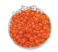 2 Packs 200Pcs Sparkly Acrylic Barrel Beads 9mm Glitter Transparent Acrylic Beads for Craft DIY Beading, Orange