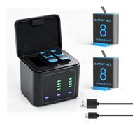 2 packs 2500mAh Replacement Batteries for Gopro Hero 8/7/6/5 with 3-Channel Type-C Battery Charger Station