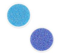 2 Packs 2mm Sky Blue and Blue Iridescent Seed Beads, Small Glass Craft Beads for Crafting, Bracelets, Keychain Making, About 3600Pcs