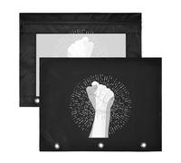 2 Packs 3 Ring Binder Pocket A4 Size Binder Pouches Clear PVC Loose Leaf Folder Sleeves Storage Bags for Files Human Hand with a Fist Raised up with White Rays on Dark